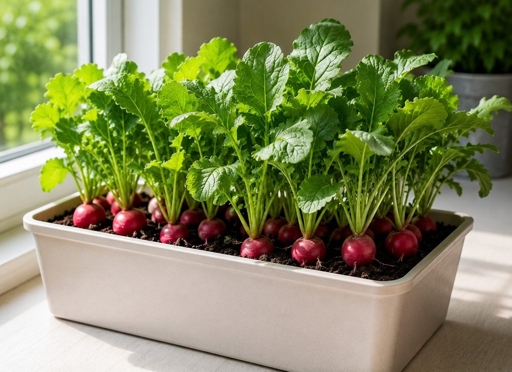 Growing radishes indoor