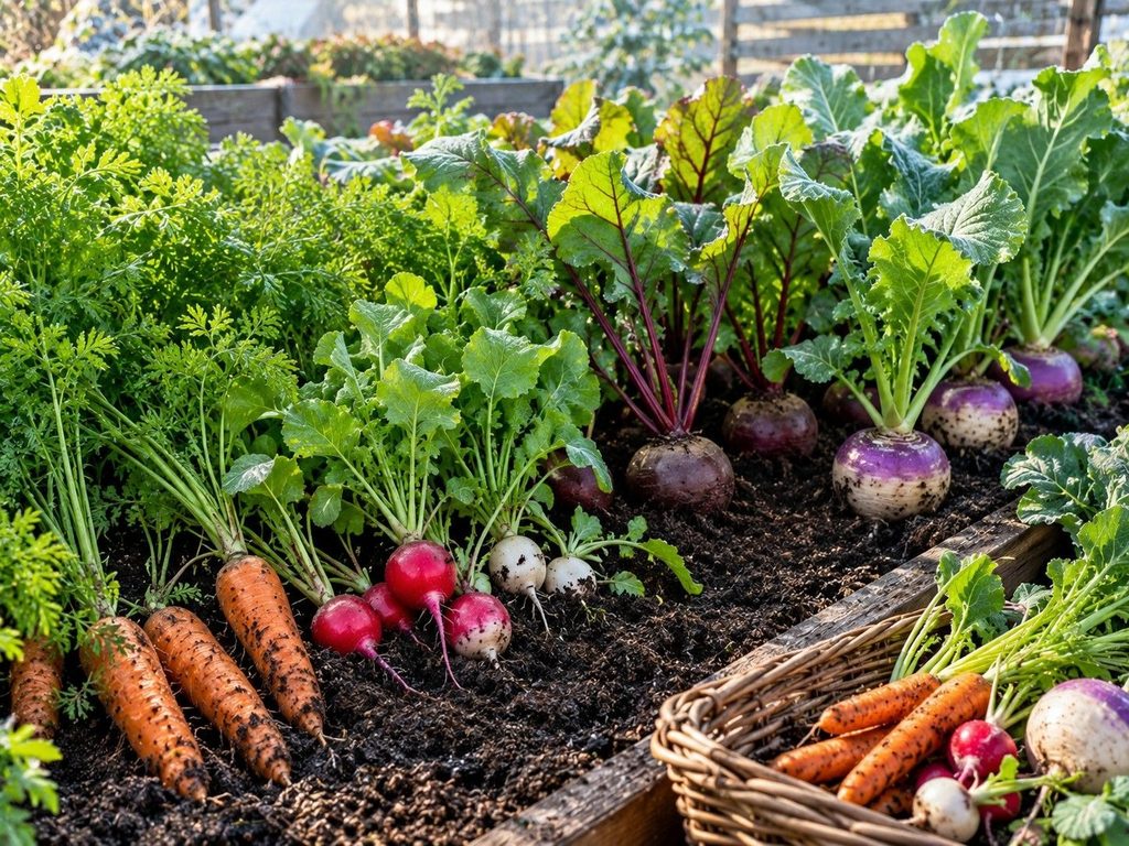 ripe turnip, radishes and carrots organic vegetables