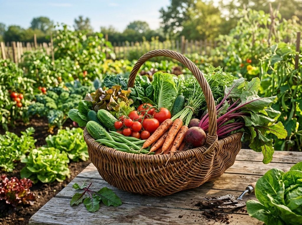 Freshly harvested organic vegetables